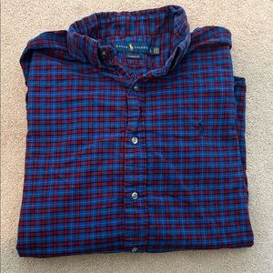 Ralph Lauren Men's Plaid Shirt in Red and Blue- Large